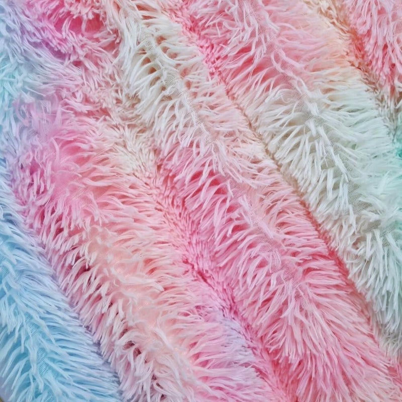 MYRU Plush Super Soft Blanket Colorful Bedding Sofa Cover Furry Fuzzy Fur Warm Throw Qulit Cozy Couch Blanket for Winter (63"x79", Rainbow) - Image 4